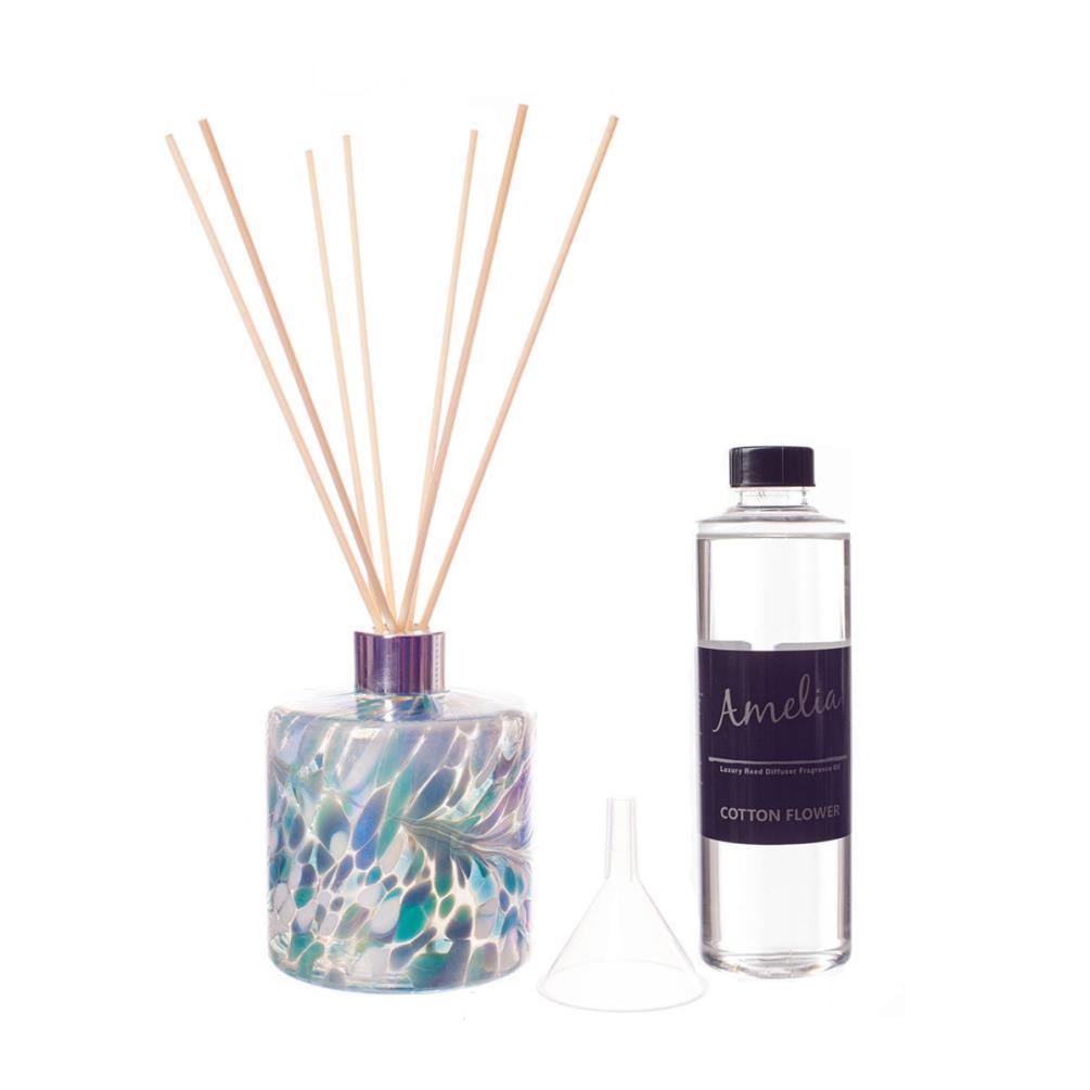 Amelia Art Glass Turquoise White Cylinder Reed Diffuser Gift Set  £35.99